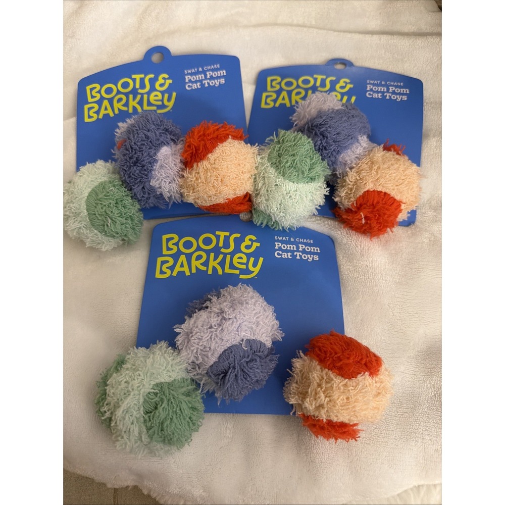 Boots & Barkley Swat & Chase Pompom Cat Toys Set Of 3, 3 Packs 9 Total